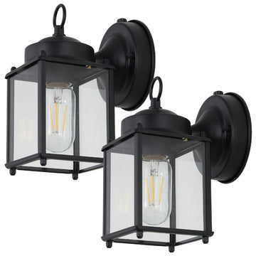 Boston 4.25" Farmhouse Industrial Iron/Glass Outdoor LED Sconce - JONATHAN Y